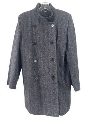 Forecaster Women's Double-Breasted Gray Herringbone Wool Coat 11/12